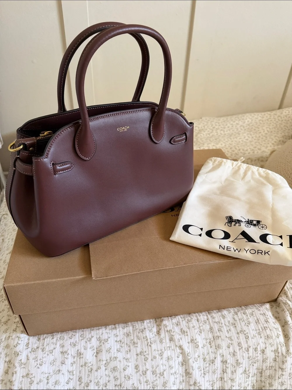 Coach Deep Brown Leather Dome Satchel